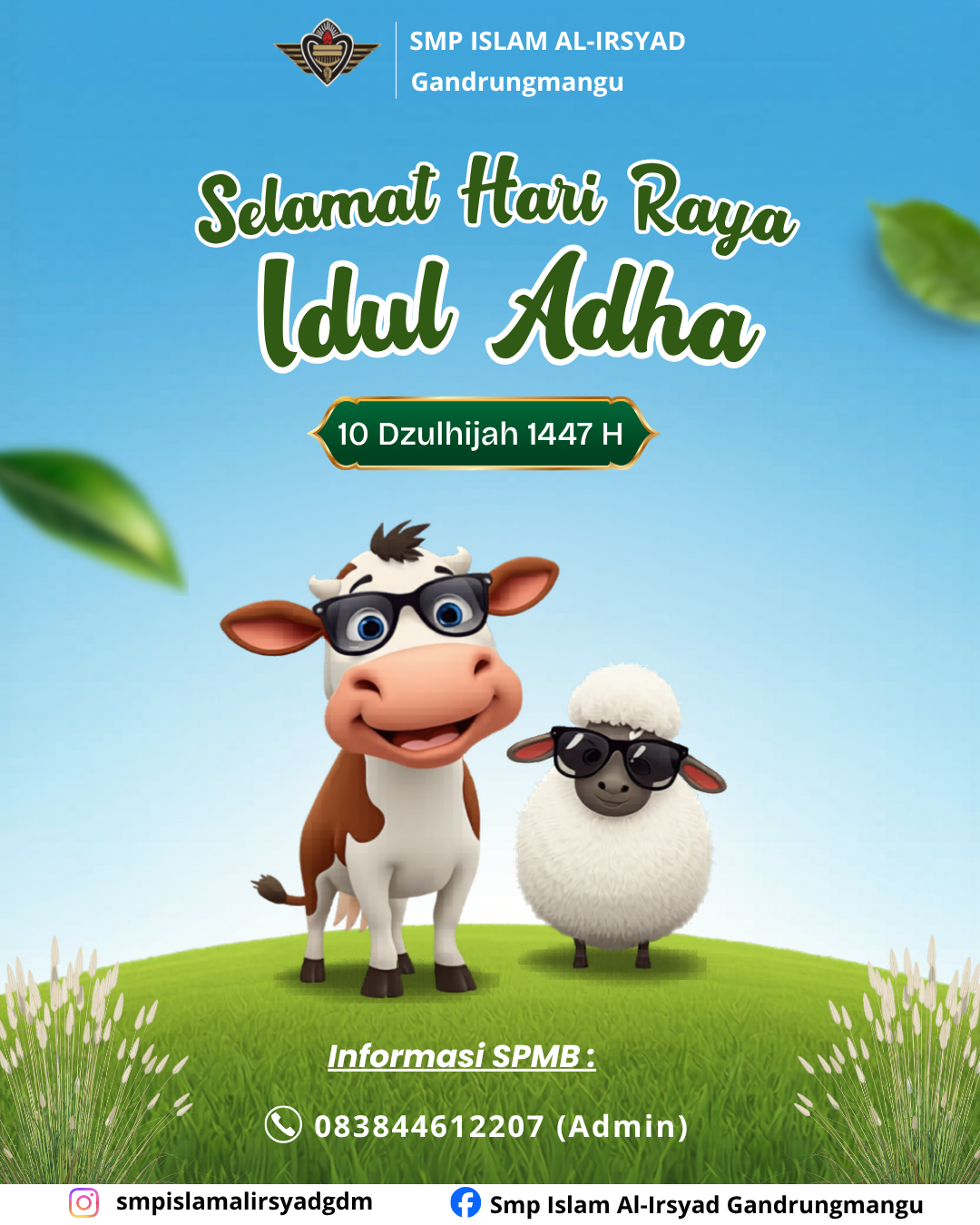 Festive Idul Adha Poster with Cow and Sheep